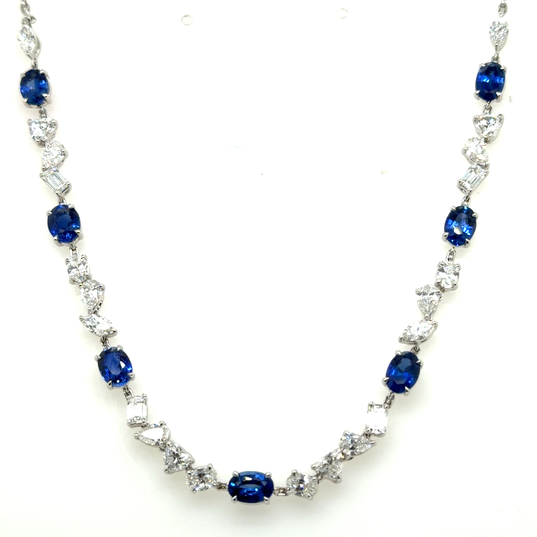 Sapphire & Multi-Shape Diamond Necklace 